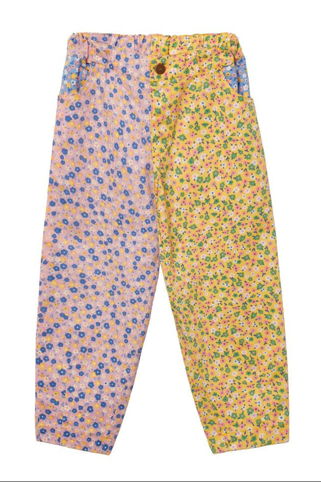 Floral-patterned pants on a white background