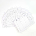 Set of 12 Project Details journal divider refill pages fanned out showing pattern tracking fields and photo space