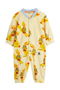 Baby onesie with cartoon character print on a white background