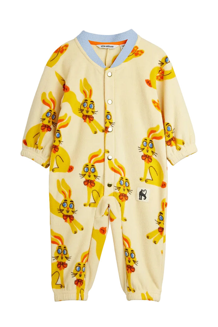 Baby onesie with cartoon character print on a white background