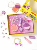 Children's makeup set with accessories on a white background