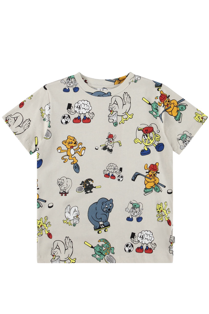 Children's t-shirt with cartoon character print on a white background