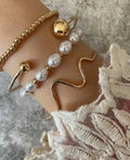 Regency Electroplated Alloy Bracelet Stack | Women's Simple Geometric Pearl-Style Charm Set