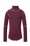 Maroon ribbed long-sleeve shirt on a white background