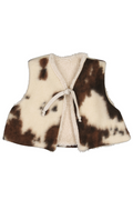Brown and white cowhide vest on a white background