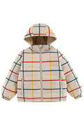 Children's plaid jacket with a hood on a white background