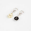 Right Side and Wrong Side Reminder Clip Marker Set showing R and W letter charms on lobster clasp clips