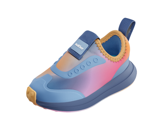 Children's shoe with gradient design on a white background