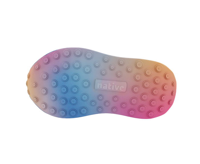 Colorful shoe sole with 'native' branding on a white background