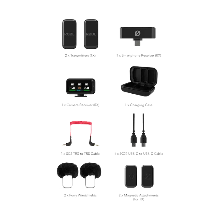 Rode Wireless Micro 2-Person Ultracompact Wireless Microphone Pro System for Cameras and Mobile Devices (2.4 GHz)