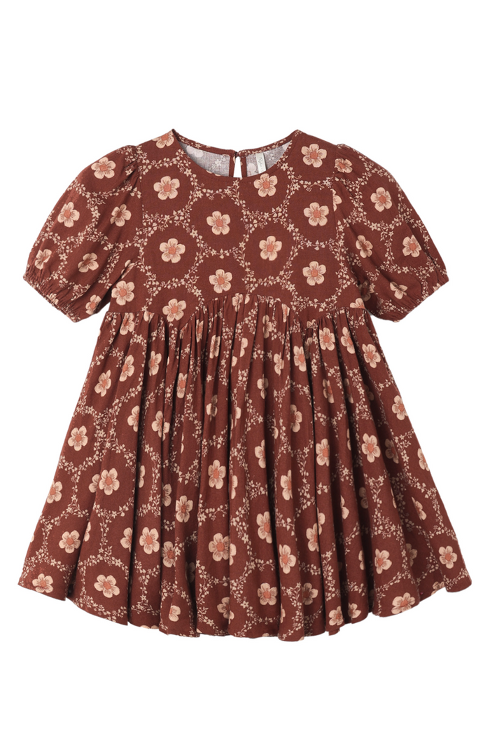 Brown floral dress on a white background