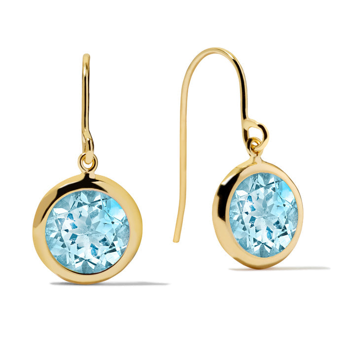 Round Blue Topaz Earrings- Final Sale