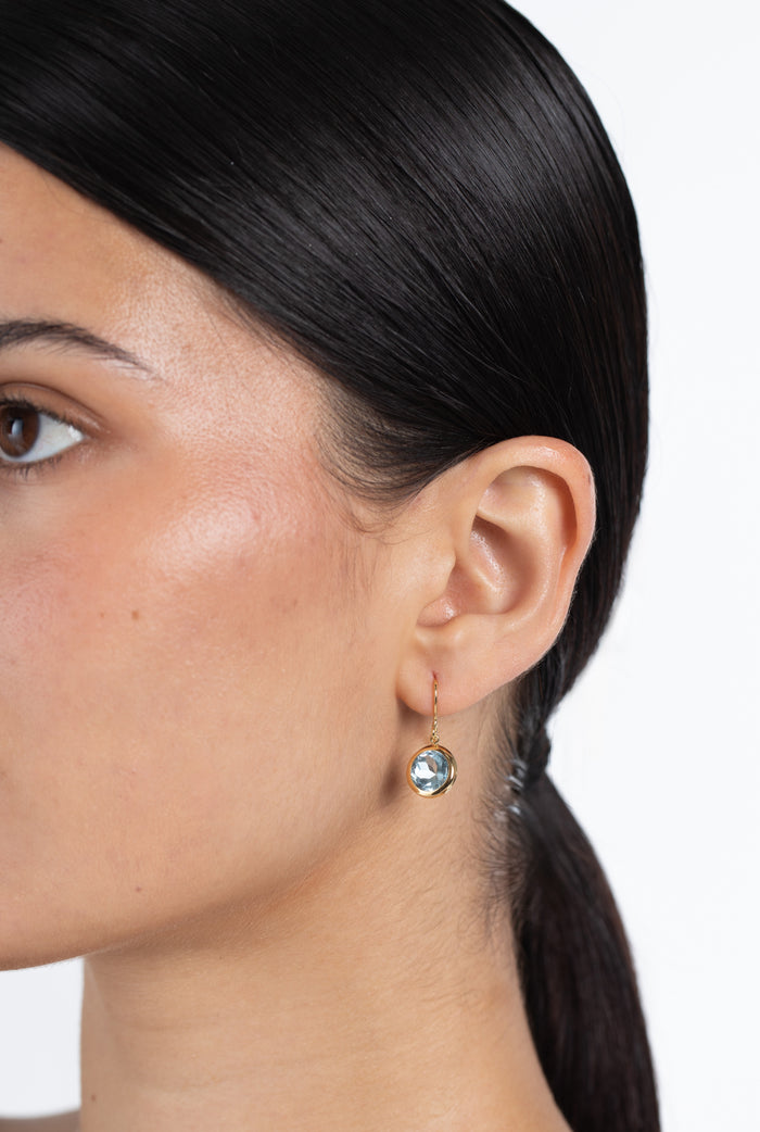 Round Blue Topaz Earrings- Final Sale