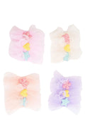 Pastel-colored hair clips on a white background