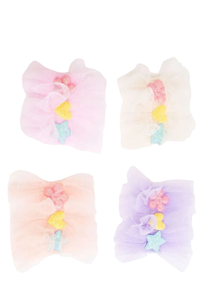 Pastel-colored hair clips on a white background