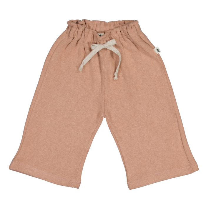 Pink pants with a drawstring on a white background
