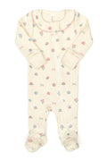 Baby onesie with floral pattern on a white background