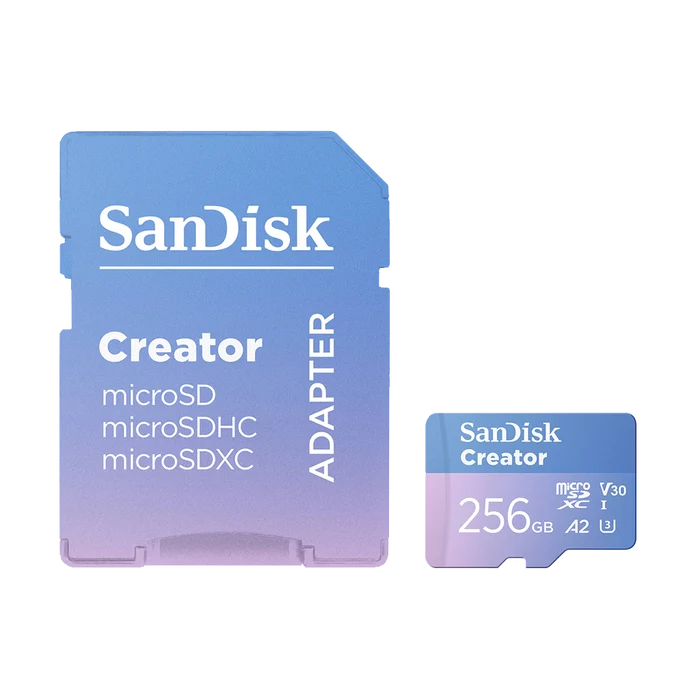 SanDisk 256GB Creator Series UHS-I microSDXC Memory Card with SD Adapter