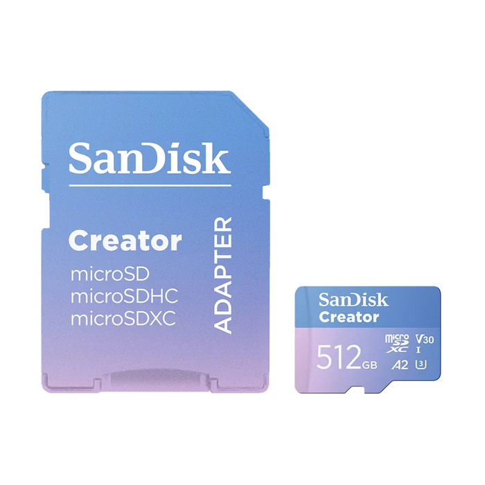 SanDisk 512GB Creator Series UHS-I microSDXC Memory Card with SD Adapter