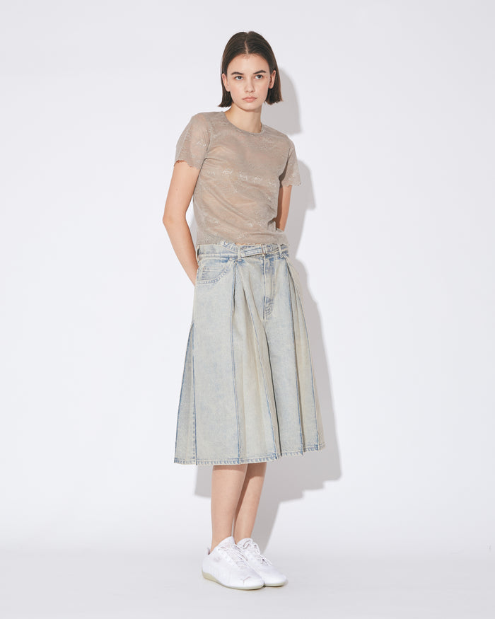 selvedge denim o/d tuck skirt pants
