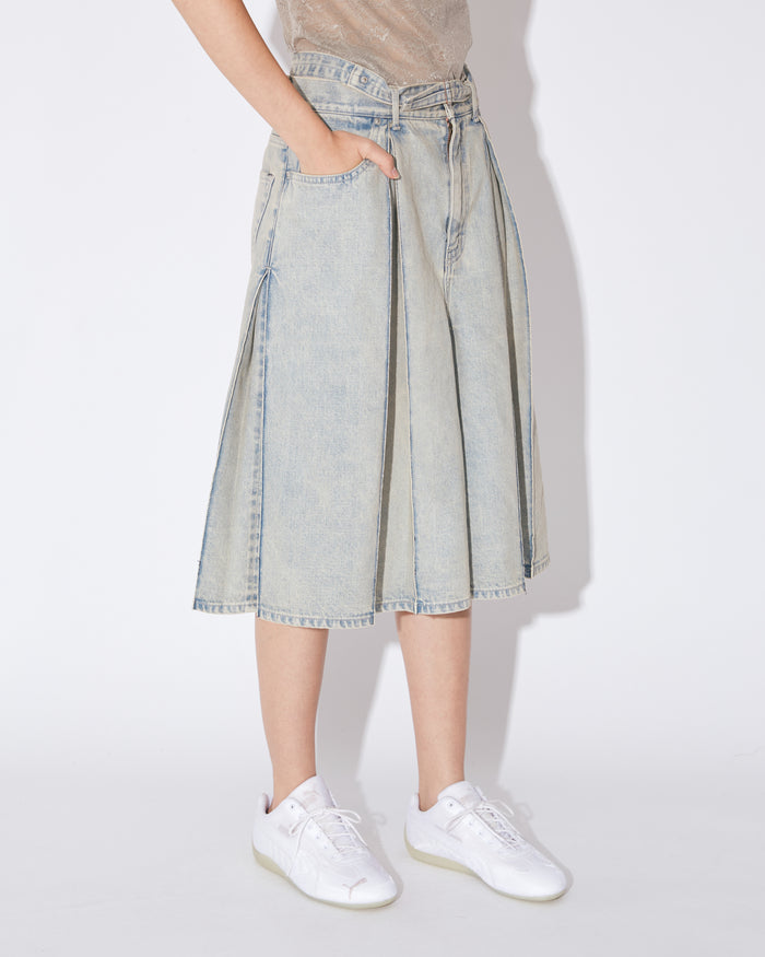 selvedge denim o/d tuck skirt pants