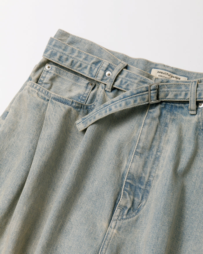 selvedge denim o/d tuck skirt pants