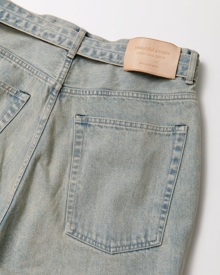 selvedge denim o/d tuck skirt pants