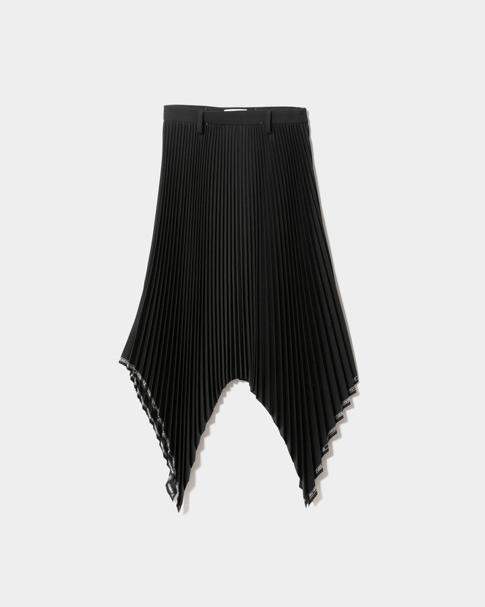 selvedge logo gaba- dine pleated skirt