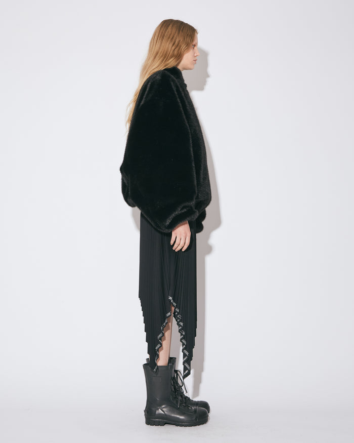 selvedge logo gaba- dine pleated skirt