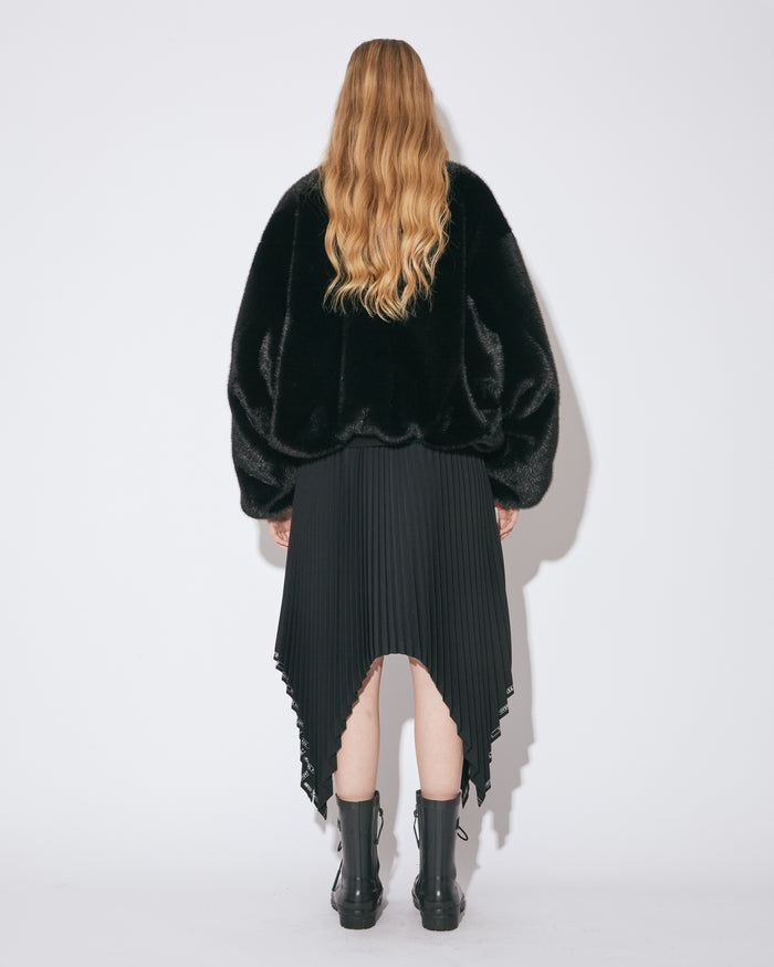 selvedge logo gaba- dine pleated skirt