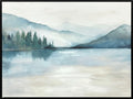 "Serene Reflections I" Hand-Embellished Canvas In Frame - Blue / Green / White / Black