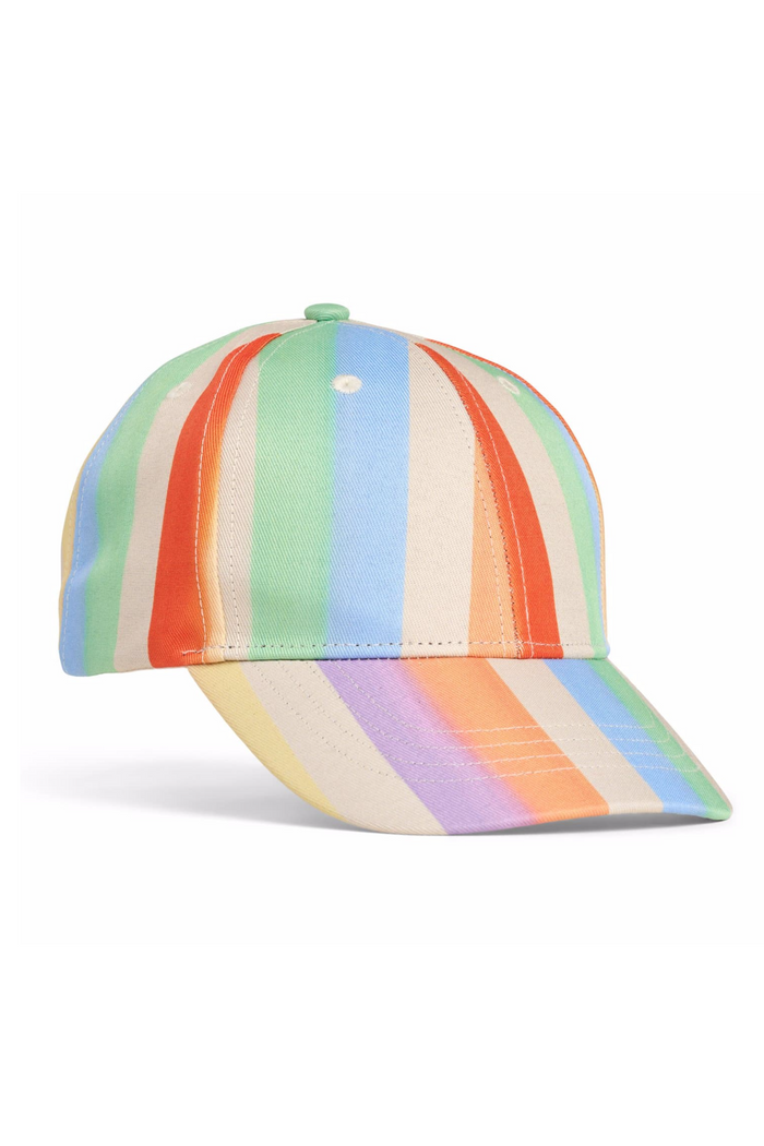 Colorful striped baseball cap on a white background