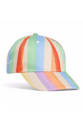 Colorful striped baseball cap on a white background