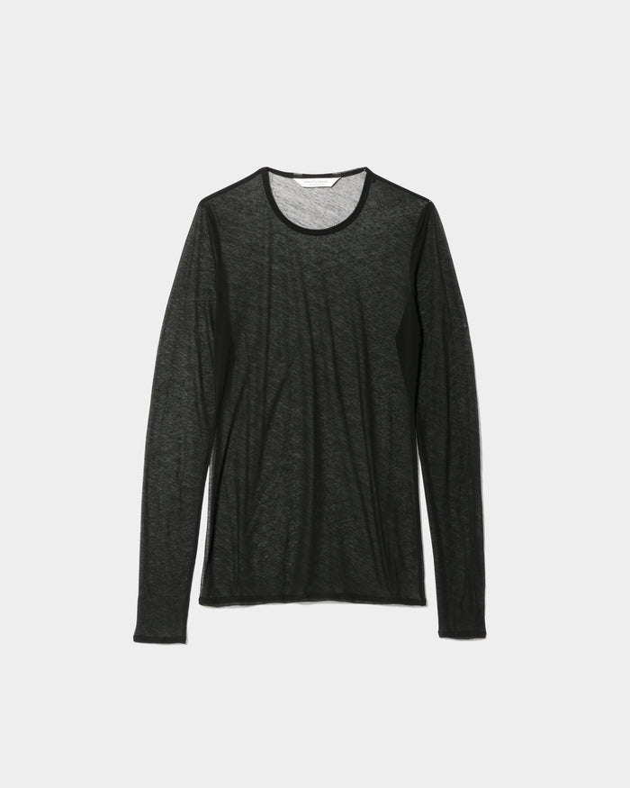 sheer jersey tight-fit crew neck top