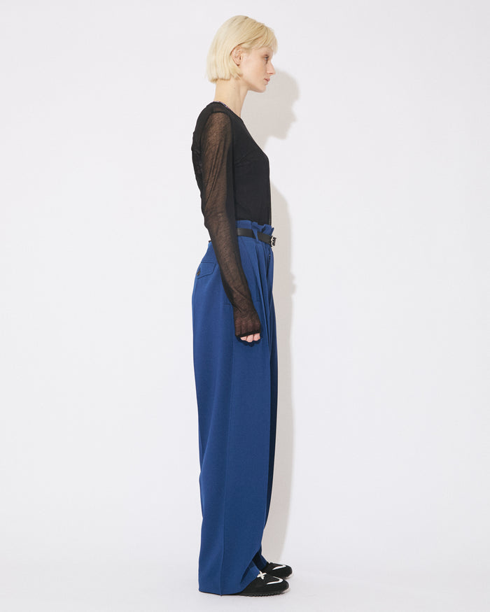 sheer jersey tight-fit crew neck top