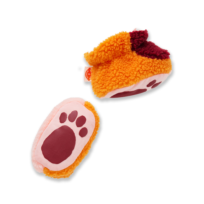 Pink and orange fleece baby booties