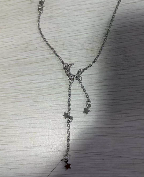 Silver Crescent Moon & Star Y-Drop Necklace | Dainty Celestial Pavé Jewelry
