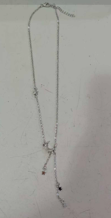 Silver Crescent Moon & Star Y-Drop Necklace | Dainty Celestial Pavé Jewelry