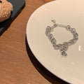 Silver Teddy Bear & Bell Charm Link Chain Bracelet | Playful Dainty Charm Jewelry