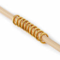 Simple Gold Ring stitch markers medium size on knitting needles with knitting showing scale and fit