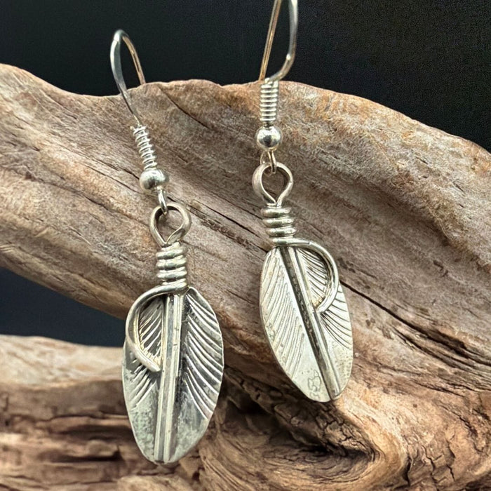 Small Dangle Feather Earrings - EITG9