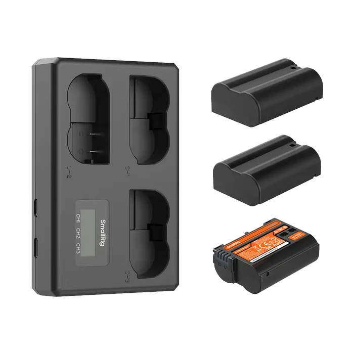 SmallRig EN-EL15c Kit with 3 Batteries and Portable 3-Bay Charger