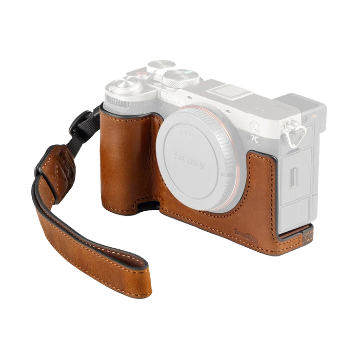 SmallRig Leather Half Case with Strap for Sony a7C II / a7CR (Brown)