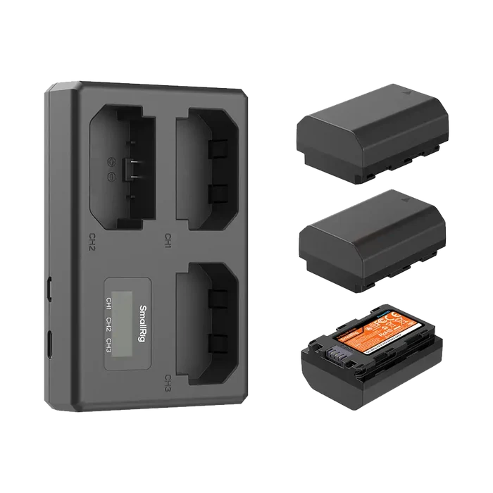 SmallRig NP-FZ100 Kit with 3 Batteries and Portable 3-Bay Charger
