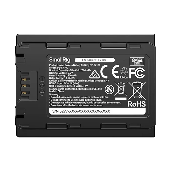 SmallRig NP-FZ100 USB-C Battery with Power Display (2600mAh)