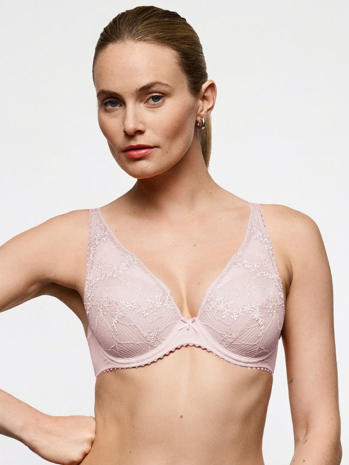 Solene Padded Plunge Bra - Gardenia Rose