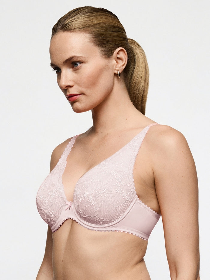 Solene Padded Plunge Bra - Gardenia Rose