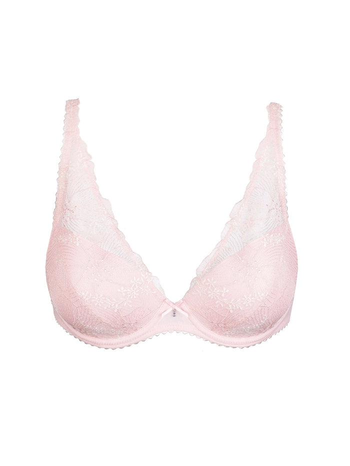 Solene Padded Plunge Bra - Gardenia Rose