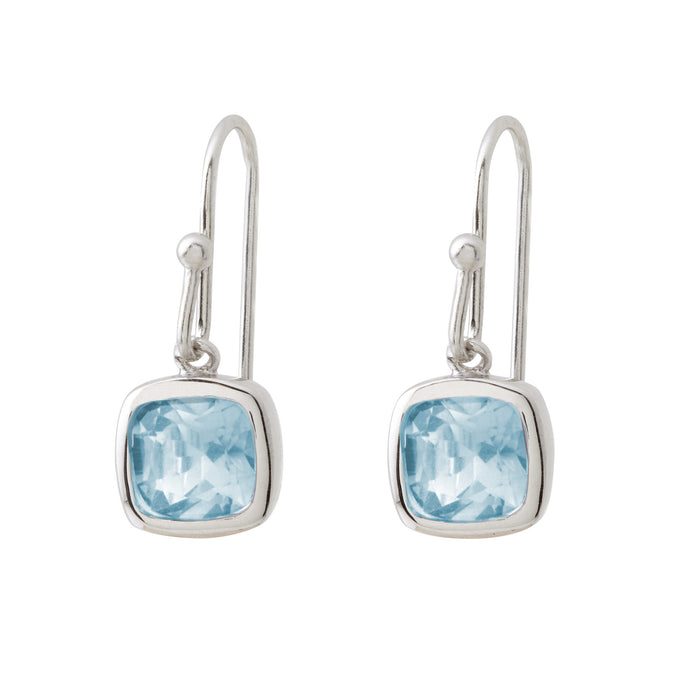 Sophisticated Cushion-cut Blue Topaz Earrings