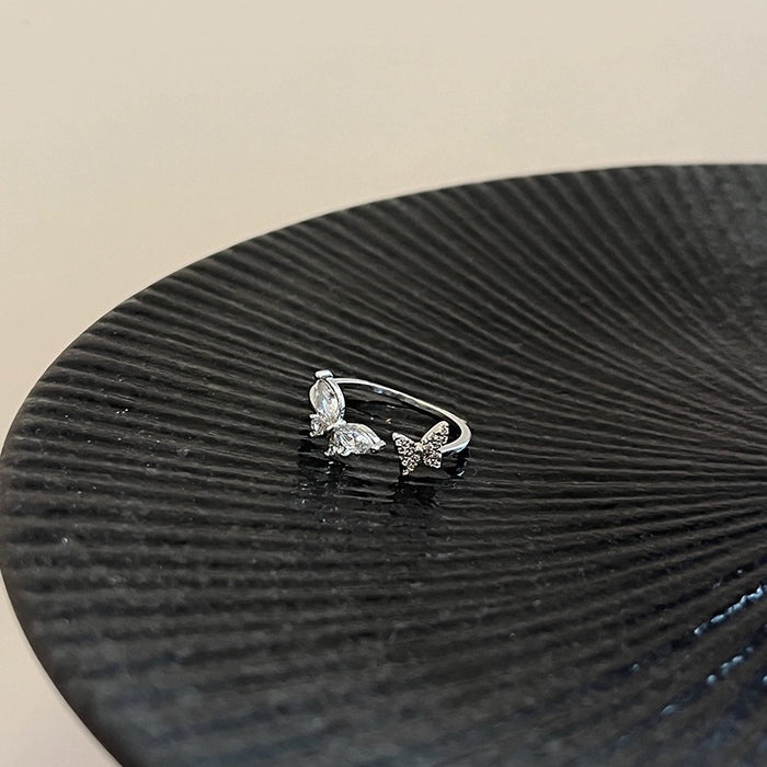 Sparkling Crystal Butterfly Open Ring | Adjustable Marquise Zircon Everyday Ring